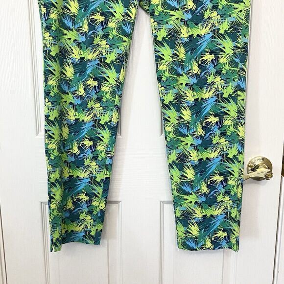 Soft Surroundings Womens Large Superla Pull On Pants Skinny Abstract Green Blue - Picture 3 of 9